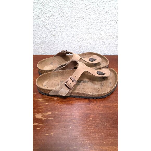 Birkenstock Women's Tan Suede Gizeh Thong Sandals Adjustable Strap Size 38 - Picture 3 of 7
